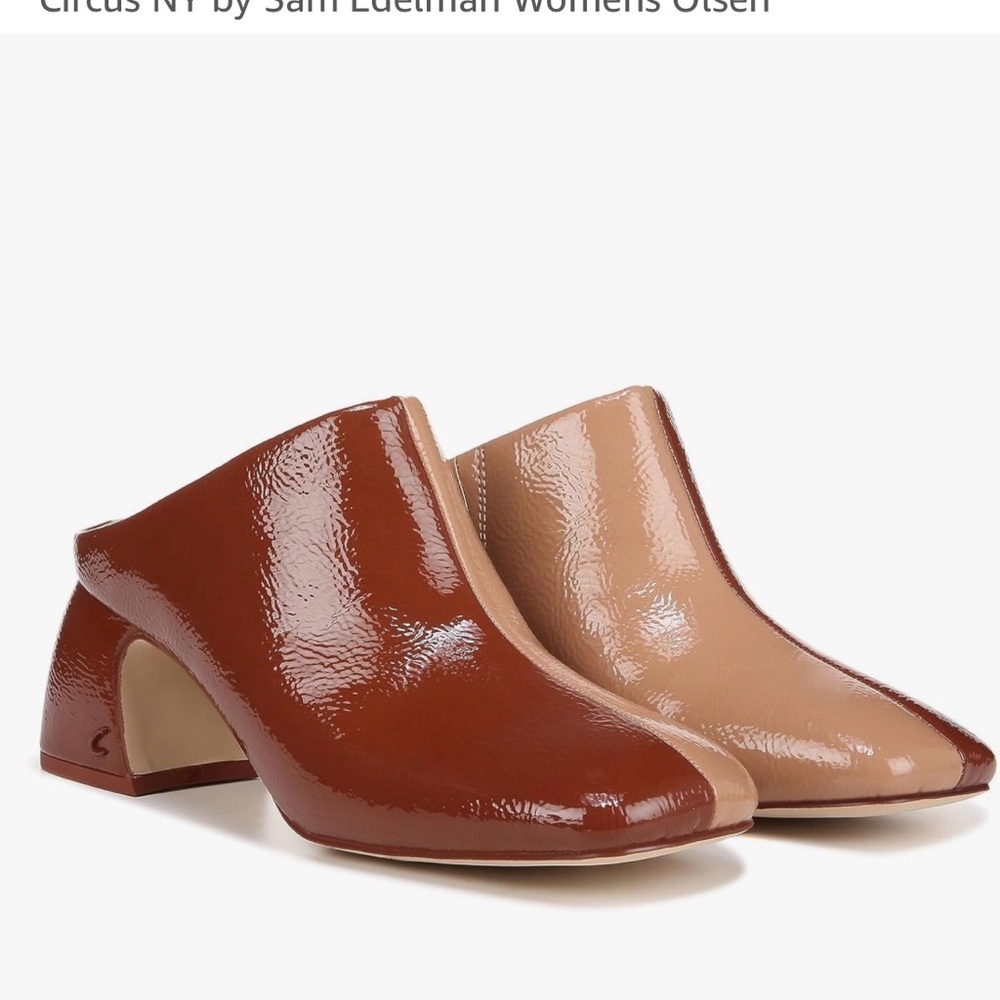 Circus by Sam Edelman Glossy Brown and Tan Mules